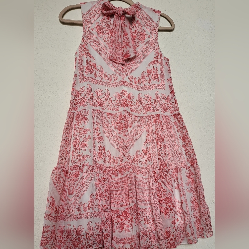 Calvin Klein Sleeveless Pink and White Tie Back Dress. Sise 4 - Picture 8 of 10